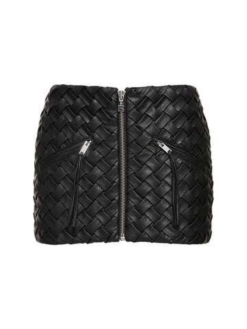 rotate braided viscose mini skirt in black