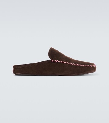manolo blahnik crawford suede slippers in brown