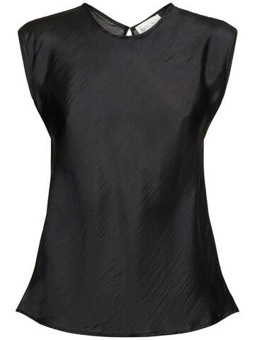 forte_forte contemporary habotai silk sleeveless top in noir