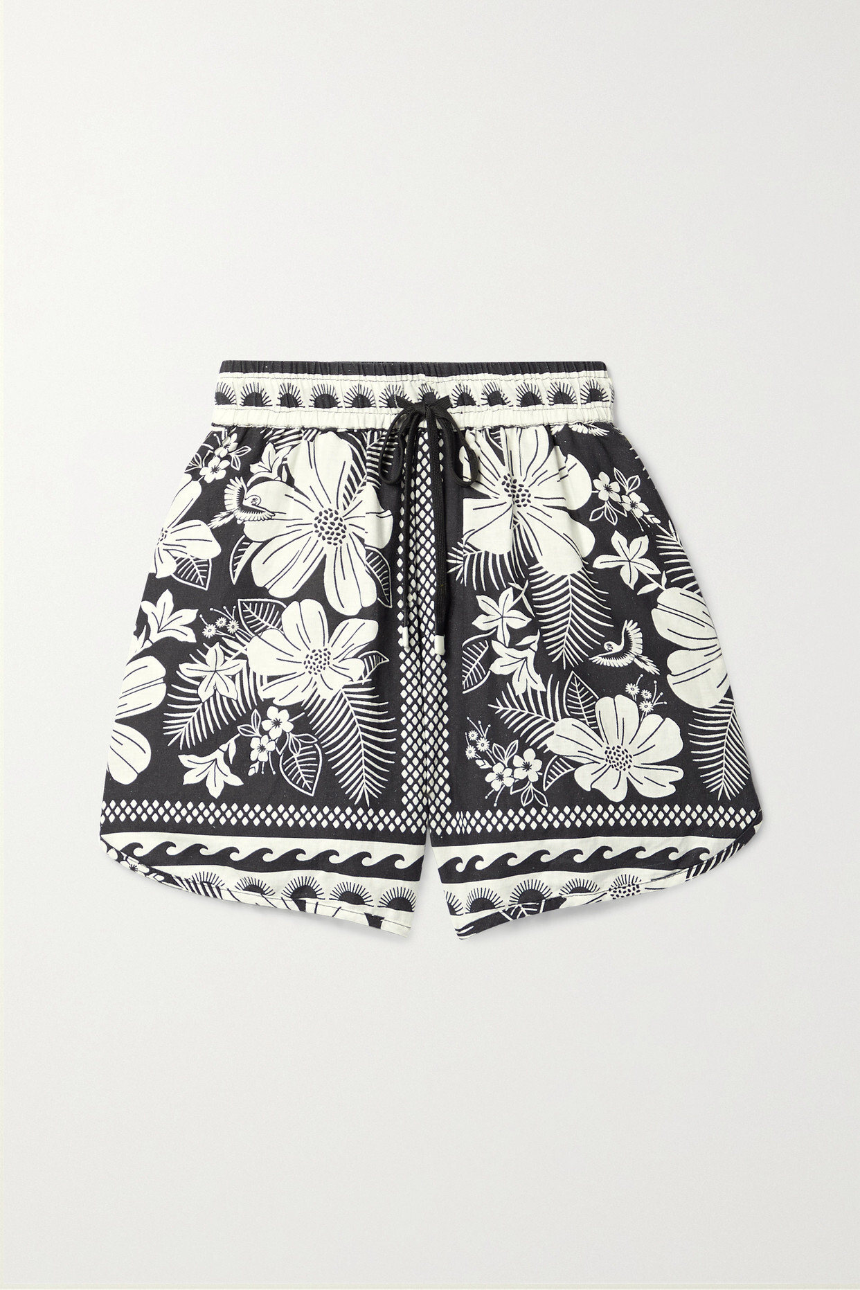 Farm Rio - Printed Linen-blend Shorts - Black - Wheretoget