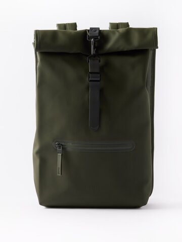 rains - waterproof roll-top backpack - womens - green