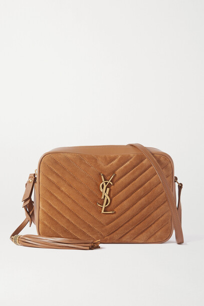 SAINT LAURENT - Lou Mini Quilted Suede And Leather Shoulder Bag - Brown
