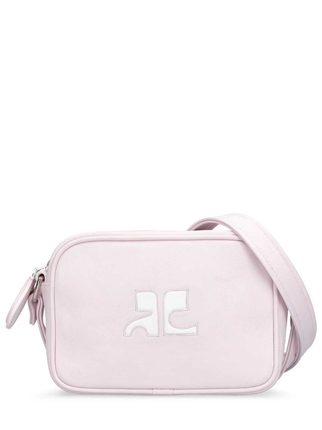 COURREGES Leather Camera Bag in pink
