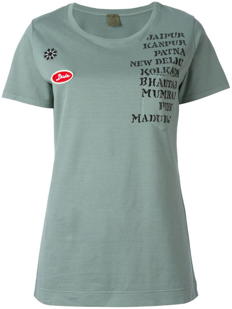 Mr & Mrs Italy embellished print patch T-shirt in green