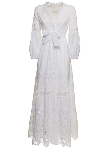 Temptation Positano Woman White Cotton Long Dress in bianco