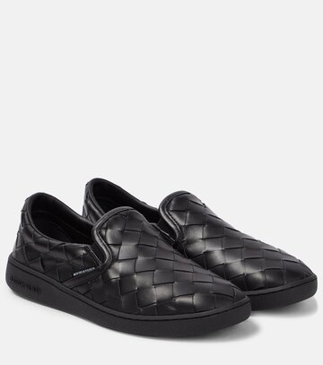 bottega veneta leather sneakers in black