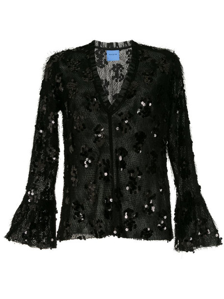 Macgraw Nocturnal sequinned frill blouse in black
