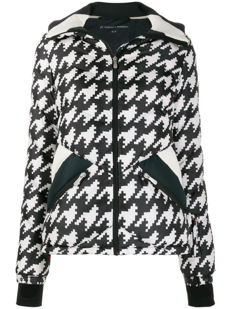 Perfect Moment Apres Duvet houndstooth jacket in black