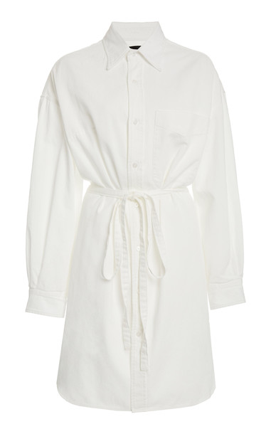 R13 Oversized Button-Down Shirt Dress in white - Wheretoget