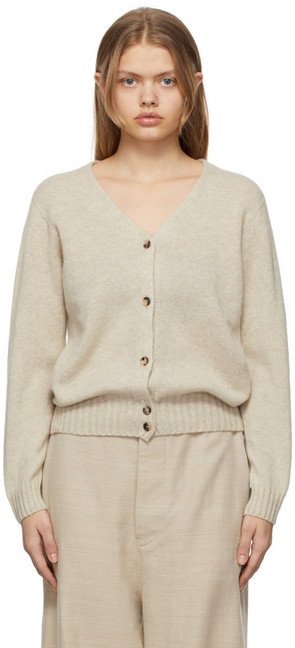 Margaret Howell Beige Cashmere Seamless Cardigan in brown