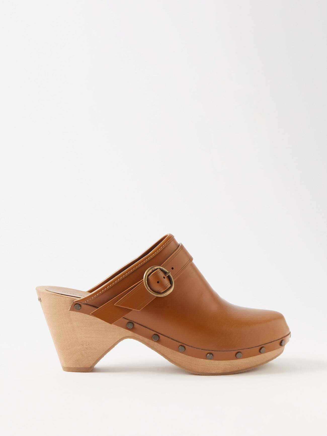 Isabel Marant - Titya 80 Buckled Leather Clogs - Womens - Brown Multi
