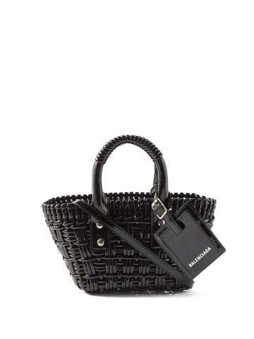 balenciaga - bistro xxs woven faux-leather basket bag - womens - black