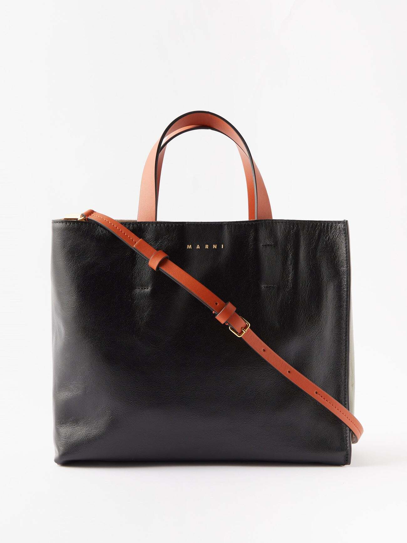 Marni - Museo Small Leather Tote Bag - Womens - Black Multi