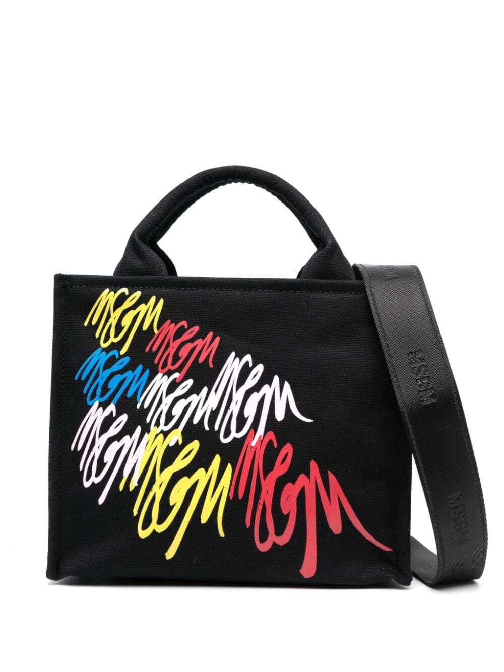 MSGM graphic logo-print canvas tote bag - Black