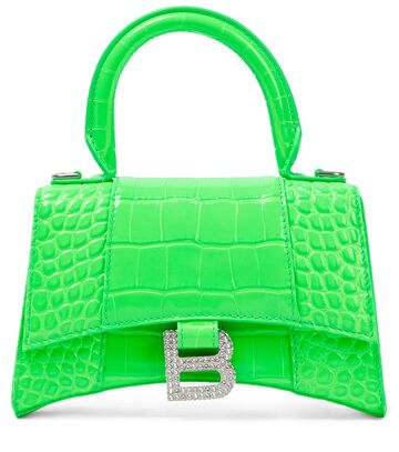 balenciaga hourglass small leather shoulder bag in green