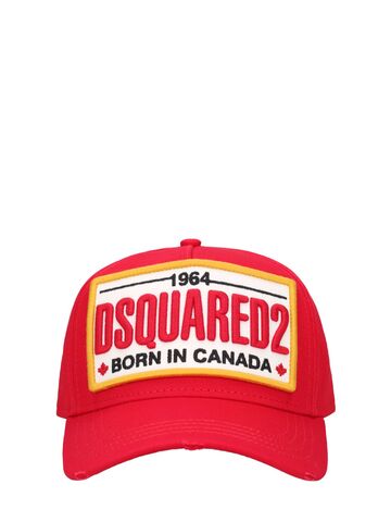 dsquared2 logo cotton baseball cap in red