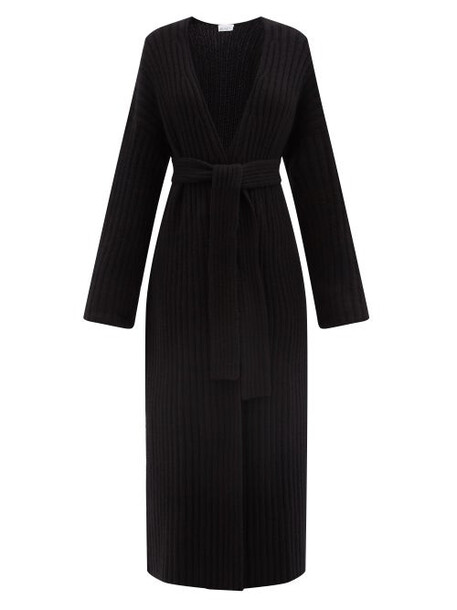 Raey - Belted Ribbed-knit Cashmere Maxi Cardigan - Womens - Black