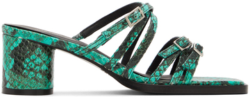 Justine Clenquet Green Jane Sandals in turquoise