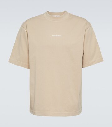 acne studios logo cotton jersey t-shirt in beige