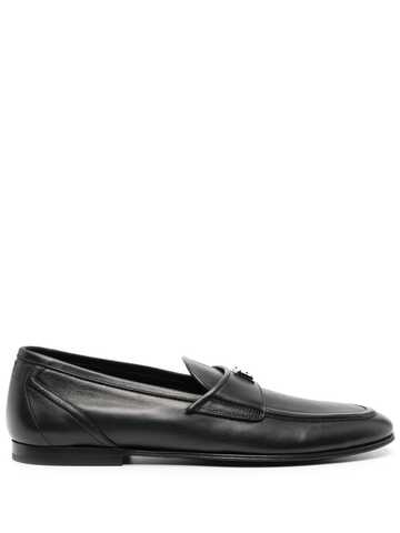 dolce & gabbana logo-plaque leather loafers - black