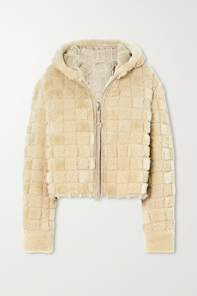 Acne Studios - Cropped Shearling Hooded Jacket - Neutrals