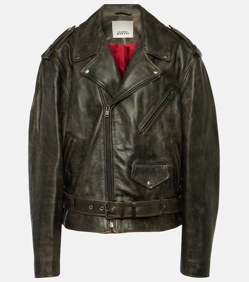 isabel marant leather biker jacket in black