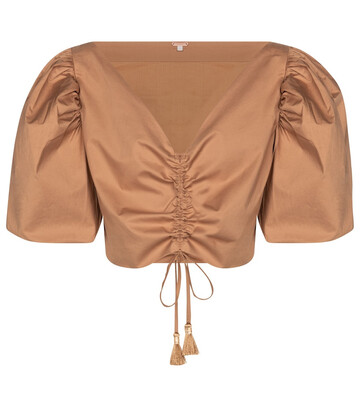 Johanna Ortiz Real Expedition puff sleeve blouse in brown