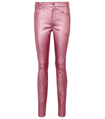 Saint Laurent Metallic leather skinny pants in pink