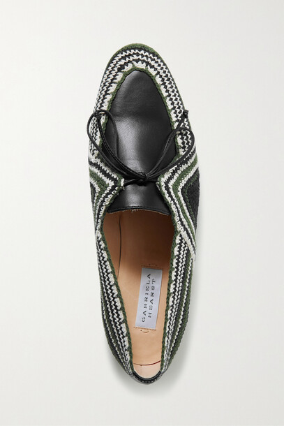 Gabriela Hearst - Hays Leather And Crocheted Cotton Loafers - Black