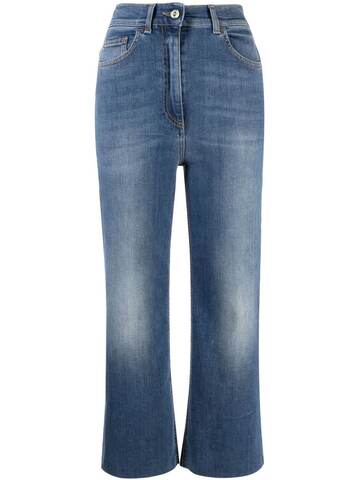 elisabetta franchi cropped high-waisted jeans - blue