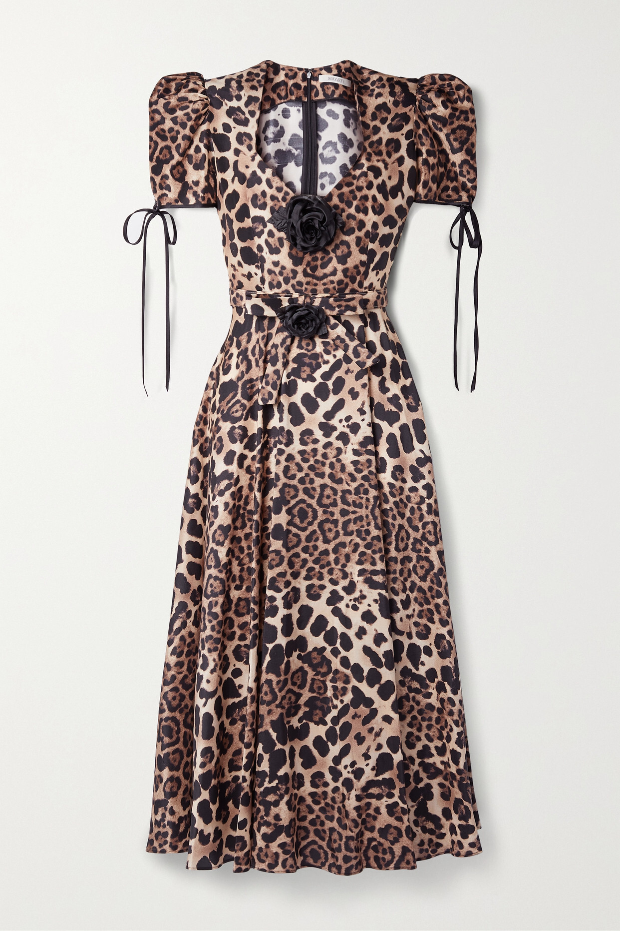 Rodarte - Asymmetric Embellished Leopard-print Silk-satin Midi Dress - Animal print