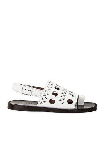 alaïa perforated flat sandal in white
