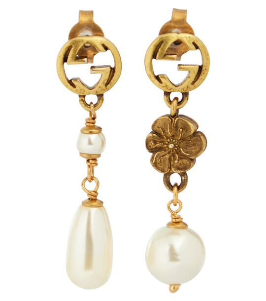 Gucci GG earrings with faux pearls in gold