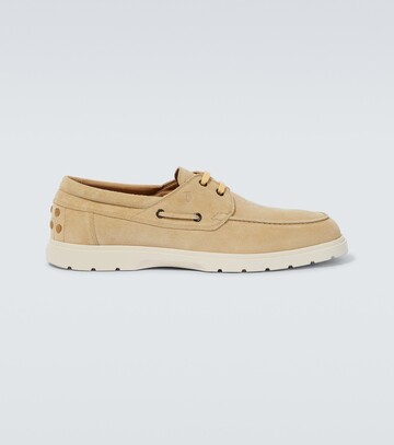 tod's suede boat shoes in beige