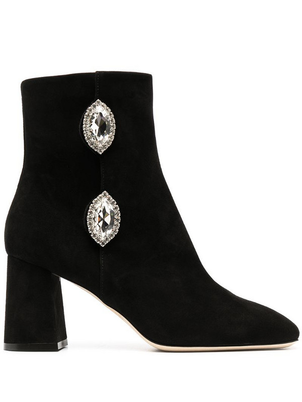 Giannico Julie embellished suede 75mm boots in black