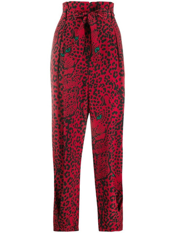 redvalentino leopard print high-waisted trousers in black