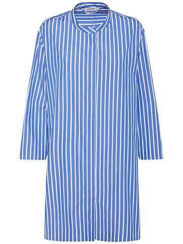 's max mara rovigo cotton poplin striped long shirt in blue / white