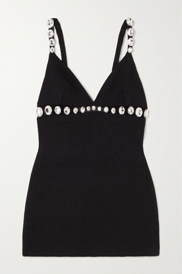 retrofête - polly crystal-embellished stretch-crepe mini dress - black
