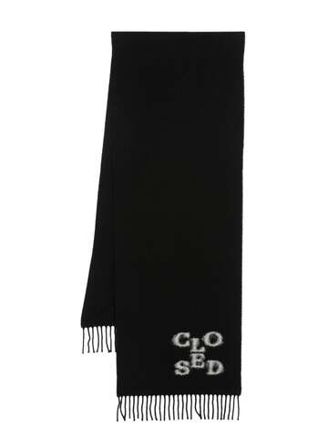 closed logo-jacquard knitted scarf - black
