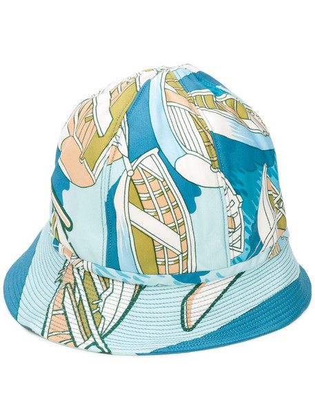 Hermès pre-owned abstract print bucket hat in blue