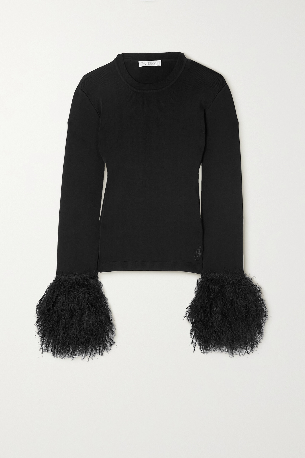 JW Anderson - Pom Pom Fringed Stretch-knit Sweater - Black