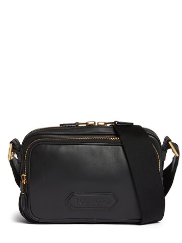tom ford medium soft leather messenger bag in black