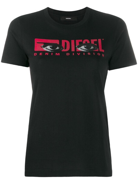 Diesel logo eye print T-shirt in black