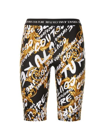 VERSACE JEANS COUTURE Printed Lycra Shorts in black / multi
