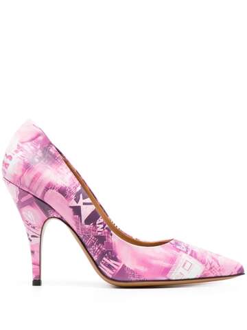 moschino jeans 105mm graphic-print high-heel pumps - pink