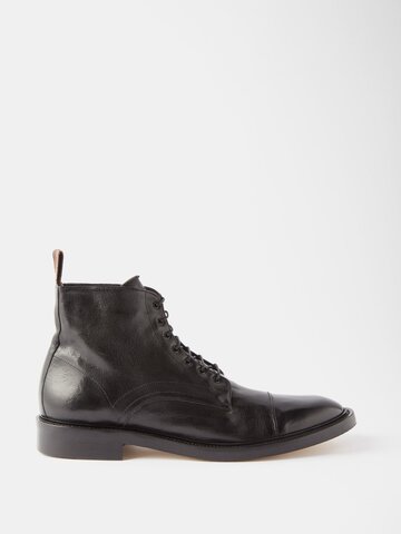 paul smith - newland lace-up leather boots - mens - black