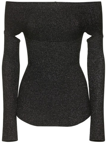 khaite salma knitted mohair blend top in black