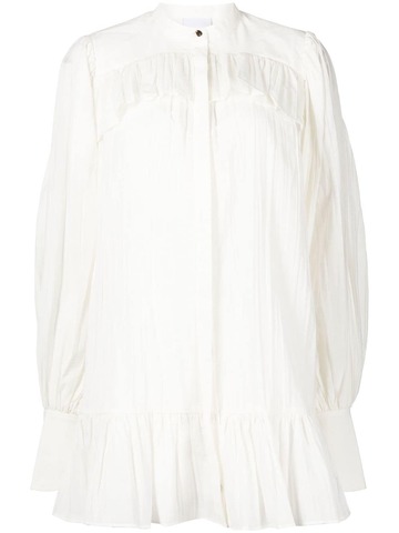 acler harold long-sleeve mini shirtdress - white