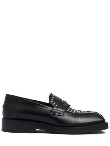 versace studded leather loafers in black