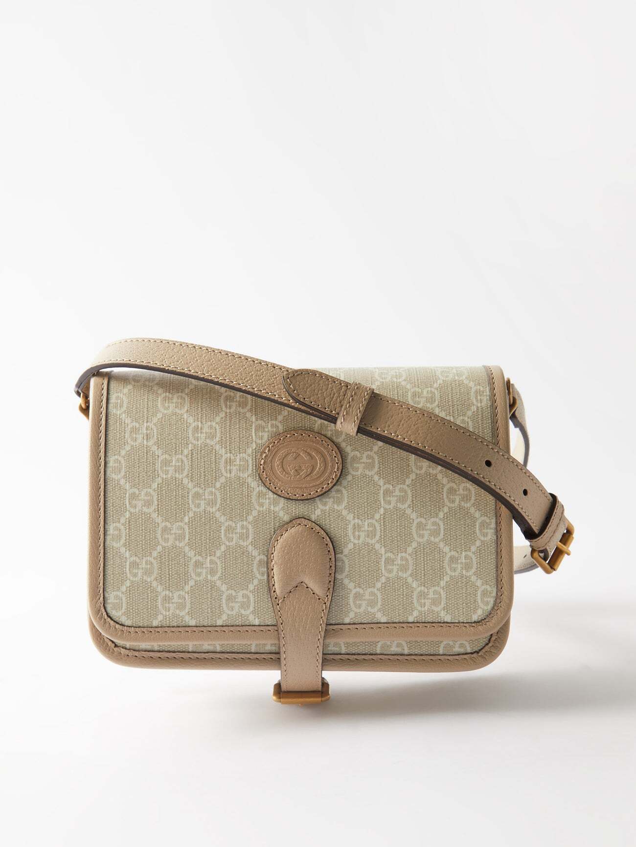 Gucci - GG-supreme Canvas And Leather Shoulder Bag - Womens - Cream
